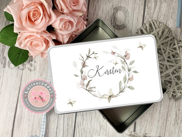 zauberhafte Dose KEKSDOSE Plätzchendose mit Name personalisiert zarte Blumen Schmetterling Weihnachten Geschenke Geburtstag Lüttentüddel®